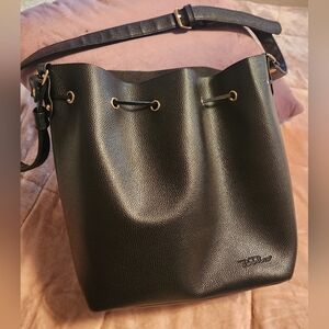 Bella Russo Black Leather Bucket Bag